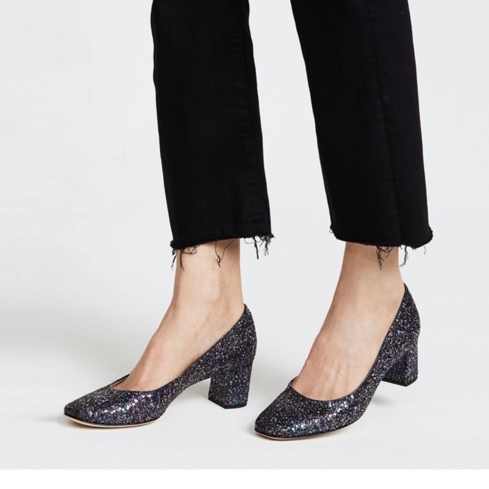 Kate Spade Dolores Black Glitter Heels Size 7M